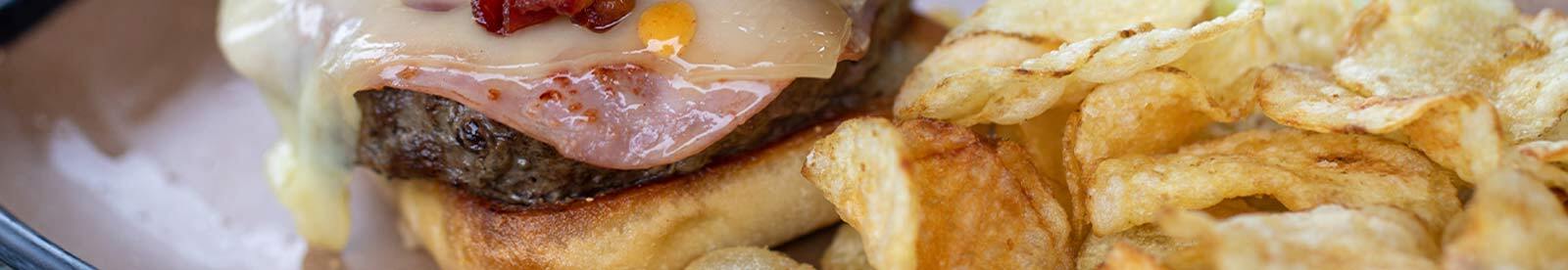 burger and potato chips