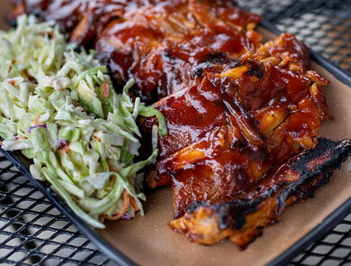 Ribs and coleslaw