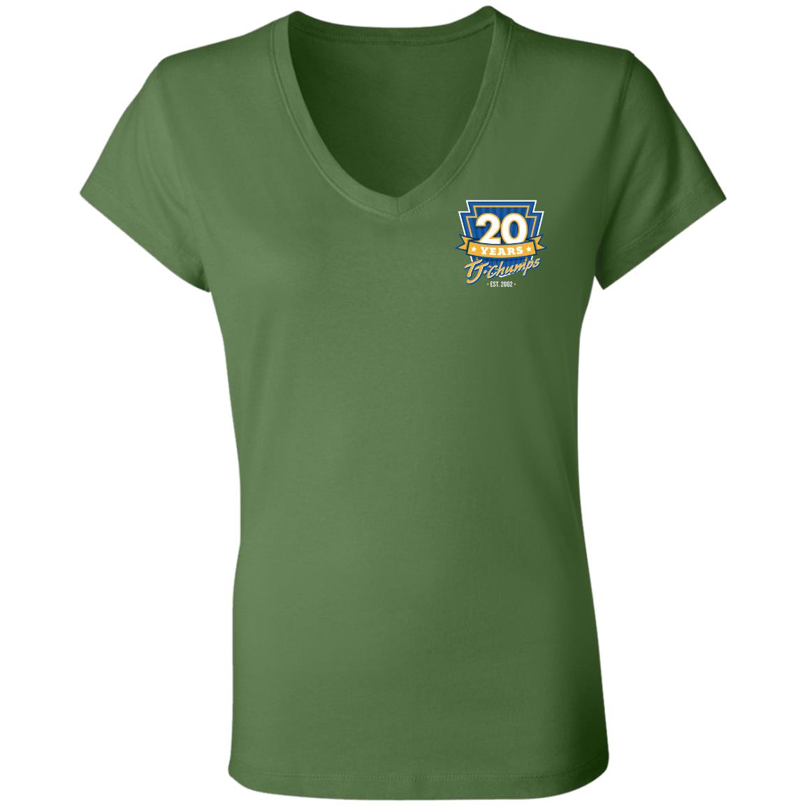 20 Years Of Chumpin - B6005 Ladies' Jersey V-Neck T-Shirt - TJ Chumps